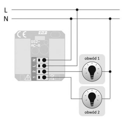 Szklany przycisk dotykowy 1-przyciskowy do instalacji tradycyjnych 230V z odbiornikami dużej mocy, c (GS1-AC-R-B)